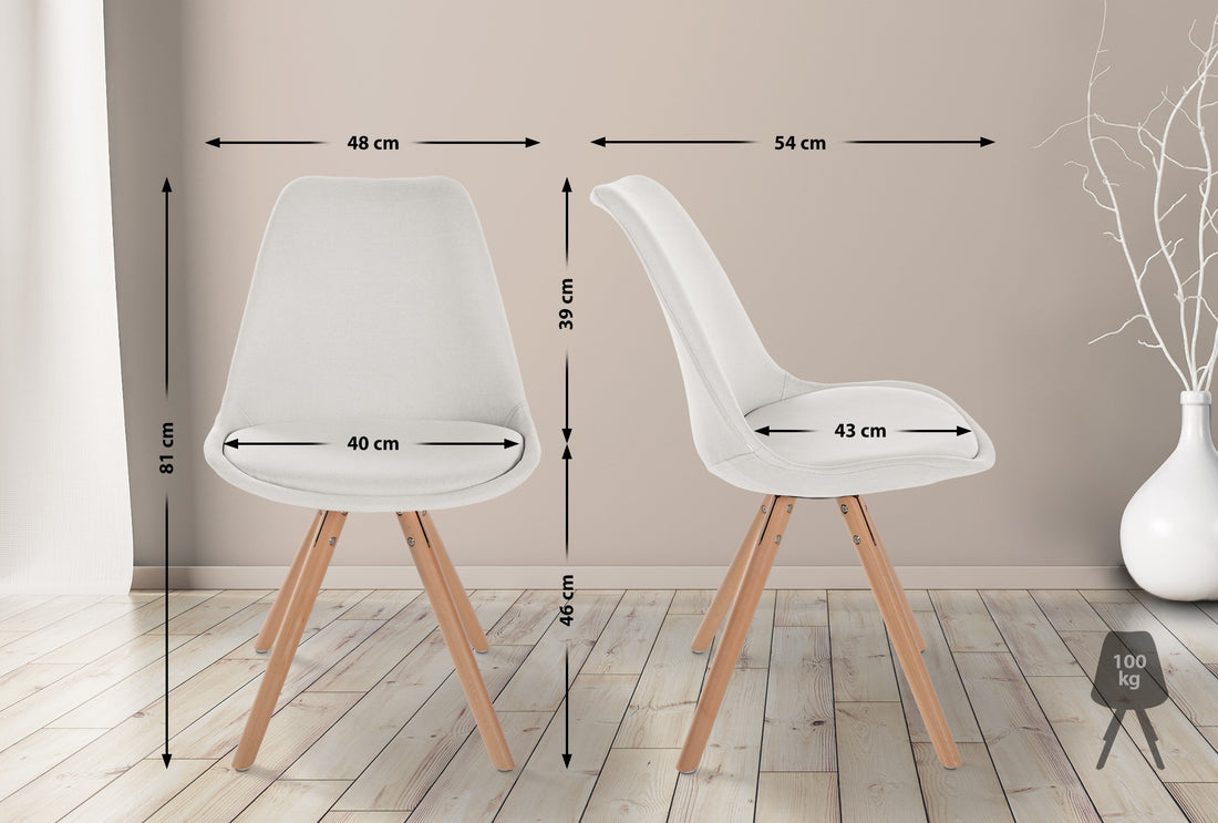 Comfortabele Eetkamerstoel - Bezoekersstoel - Uitstekende Ziteigenschappen Kleur crème