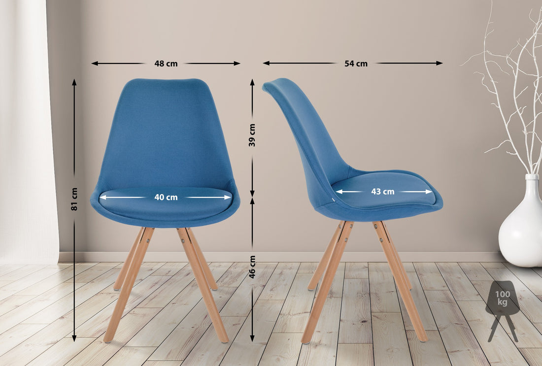Comfortabele Eetkamerstoel - Bezoekersstoel - Uitstekend Zitcomfort Kleur blauw