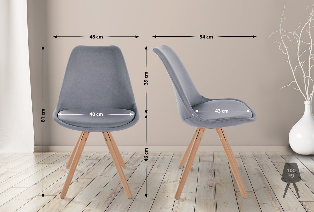 Eetkamerstoel Stoffen Bekleding - Comfortabel Zitten - Modern Design Kleur lichtgrijs