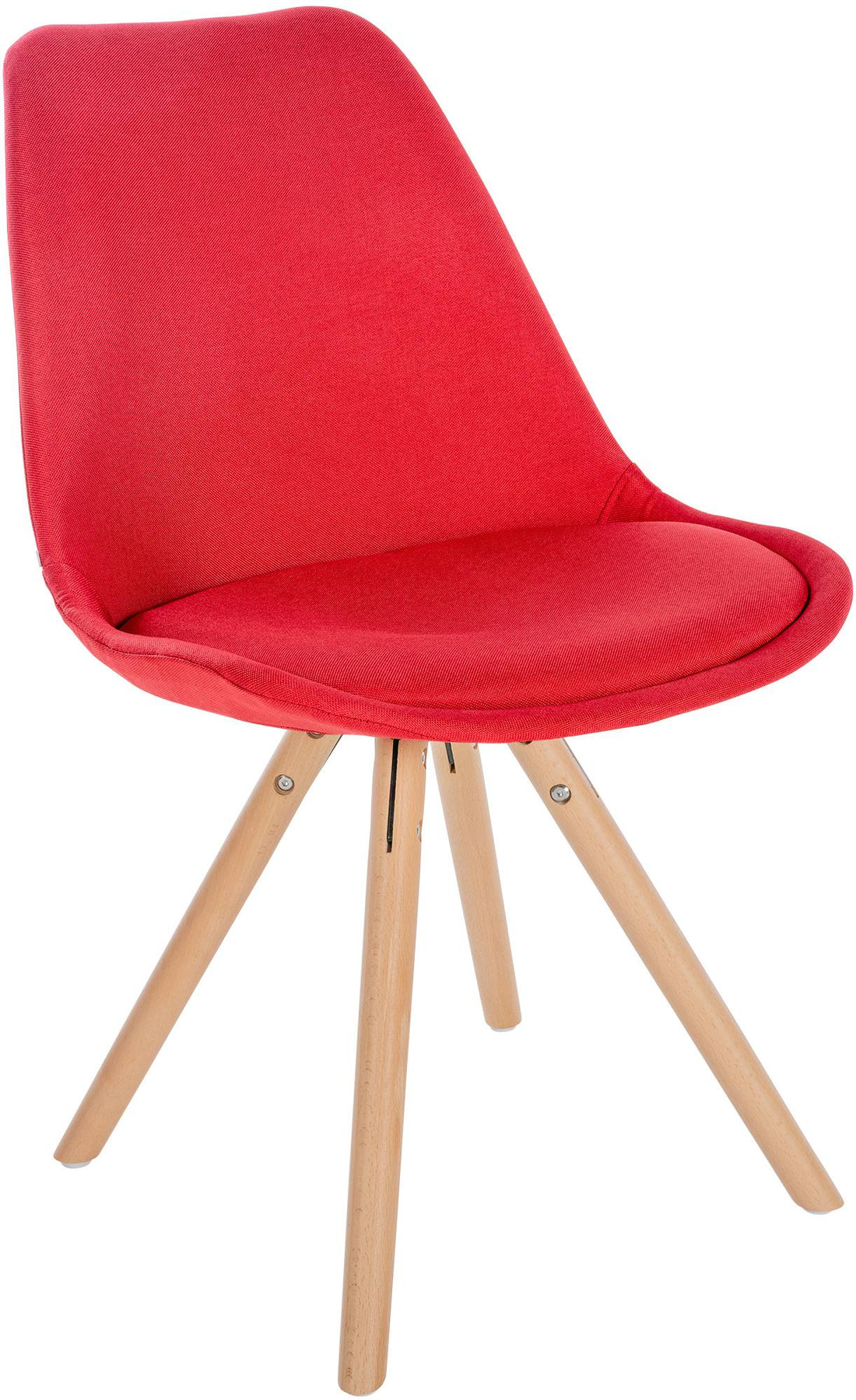 Eetkamerstoel Stoffen Bekleding - Houten Frame - Comfortabele Rugleuning Kleur rood