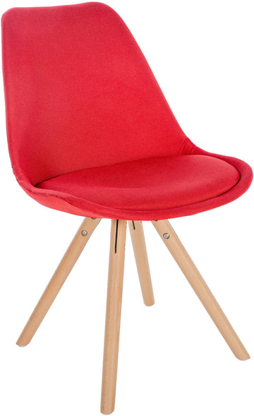 Eetkamerstoel Stoffen Bekleding - Houten Frame - Comfortabele Rugleuning Kleur rood