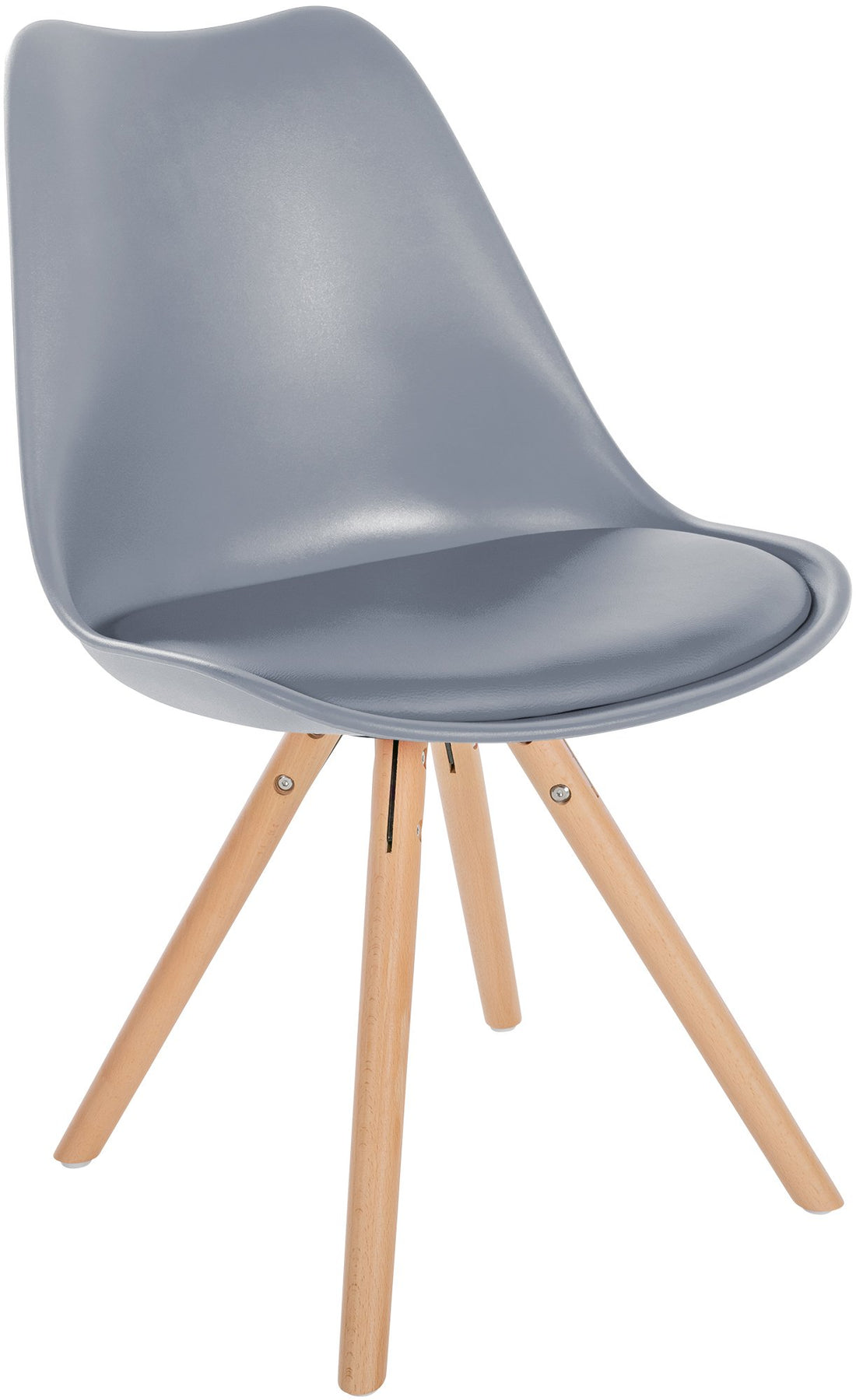 Kunststof Eetkamerstoel - Polyurethaan Comfort - Stijlvol Houtframe Kleur grijs