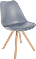 Kunststof Eetkamerstoel - Polyurethaan Comfort - Stijlvol Houtframe Kleur grijs