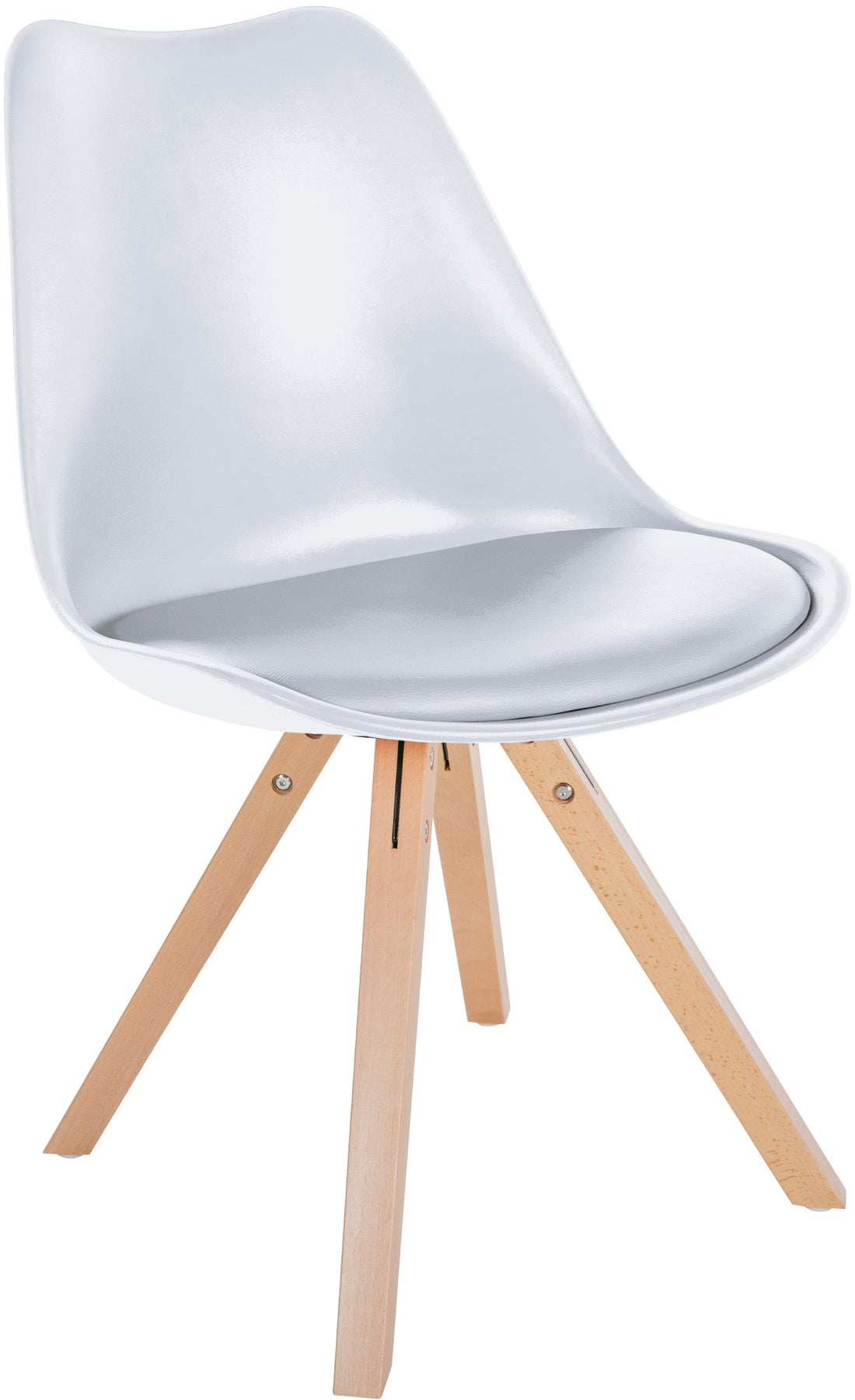 Kunststof Eetkamerstoel - Plastic Stoel - Uitstekend Zitcomfort, Houten Frame Kleur wit