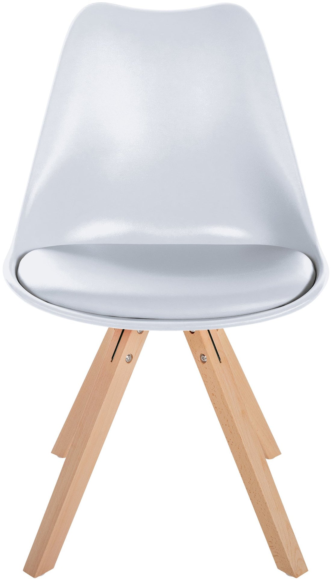 Kunststof Eetkamerstoel - Plastic Stoel - Uitstekend Zitcomfort, Houten Frame Kleur wit