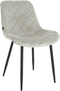 Eetkamerstoel Springs - Designstoel - Fluwelen Comfort en Elegantie - Stevig Matzwart Frame Kleur crème