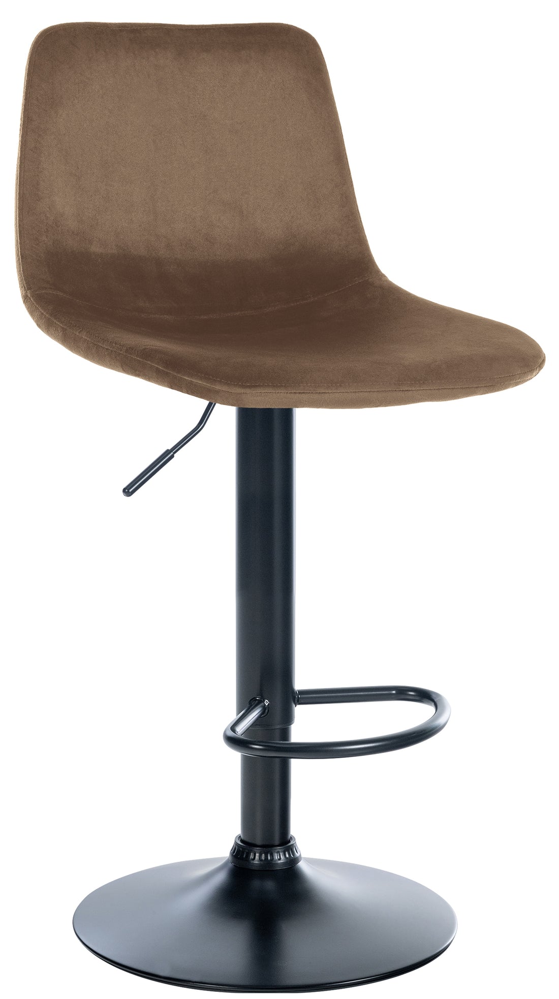 Moderne Barkruk Fluweel - Chique Ontwerp - 360° Draaibaar & Hoogte Verstelbaar Kleur bruin Onderstel Kleur zwart