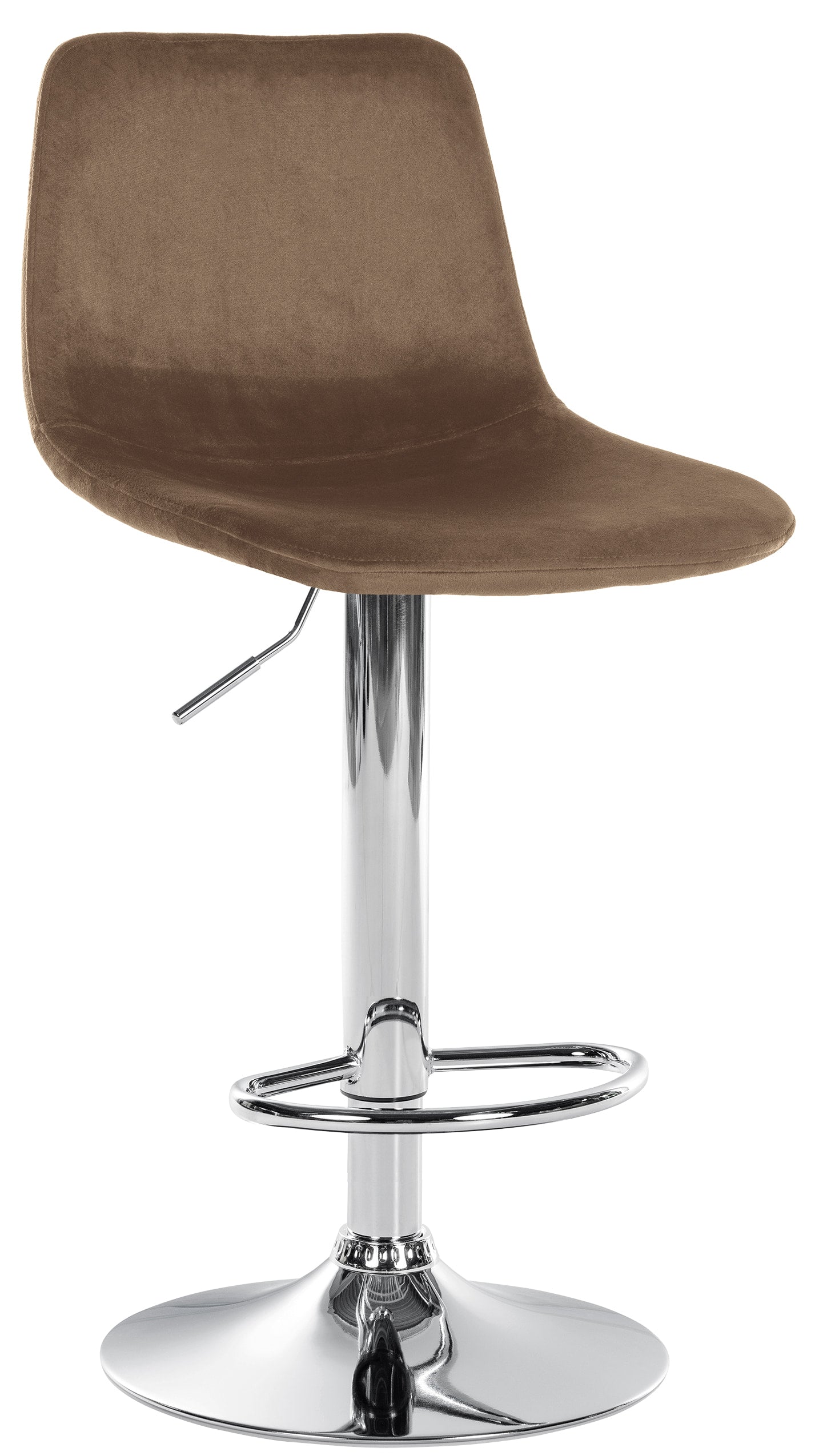 Moderne Barkruk Fluweel - Chique Ontwerp - 360° Draaibaar & Hoogte Verstelbaar Kleur bruin Onderstel Kleur chroom