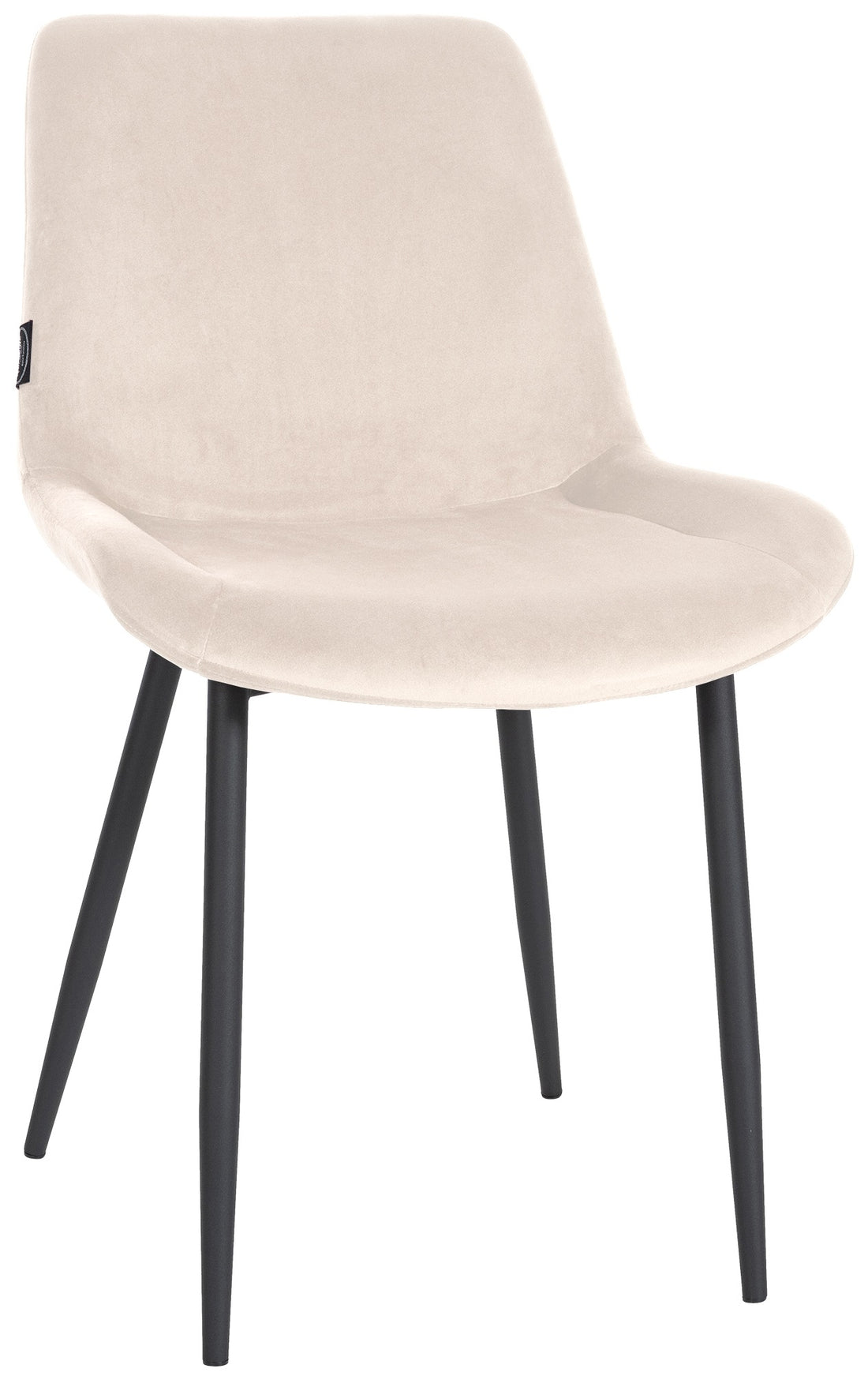 Samt Eetkamerstoel - Fluwelen Zitting - Hoog Zitcomfort - Matzwart Metalen Onderstel Kleur crème