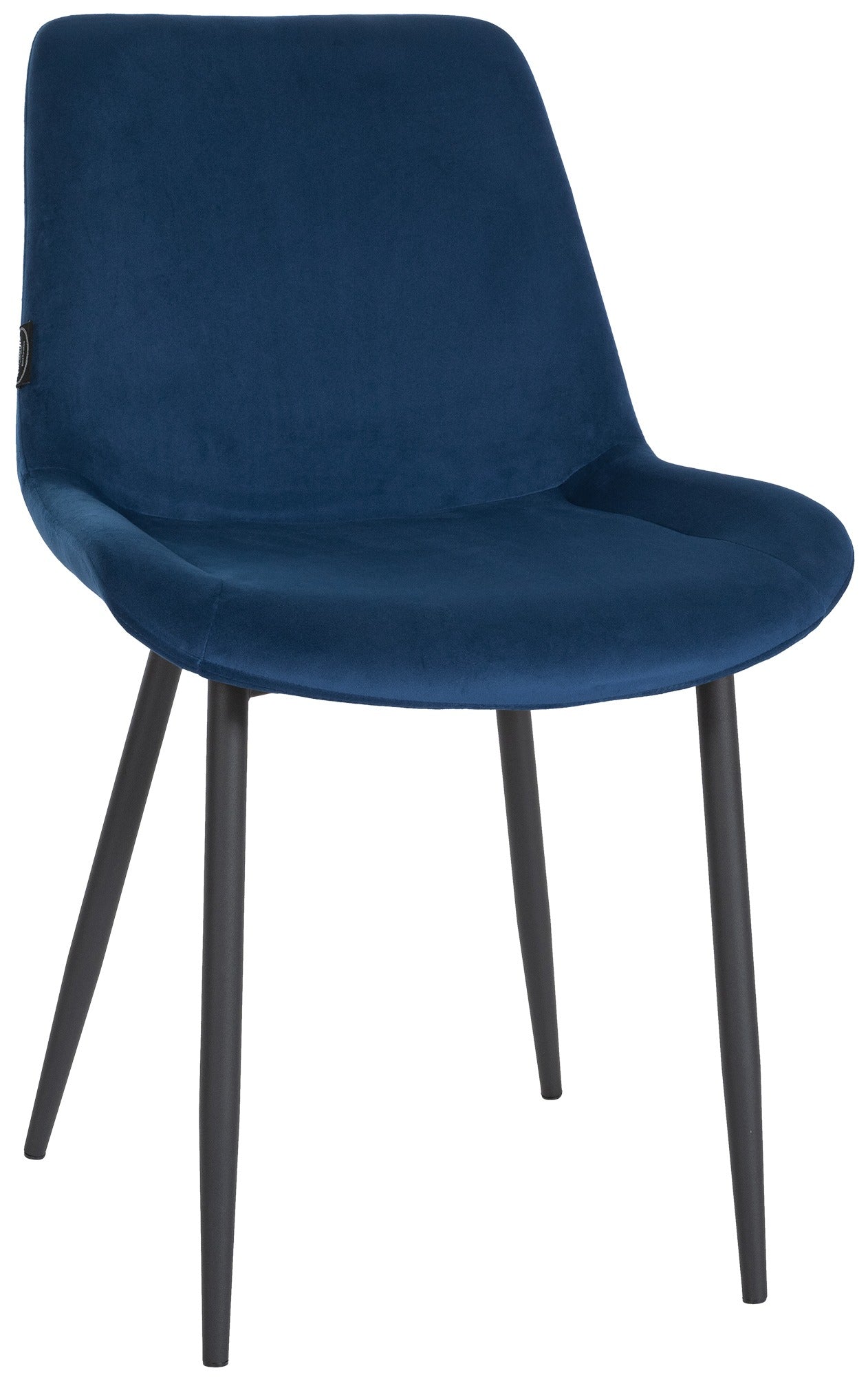 Samt Eetkamerstoel - Fluwelen Zitting - Hoog Zitcomfort - Matzwart Metalen Onderstel Kleur blauw