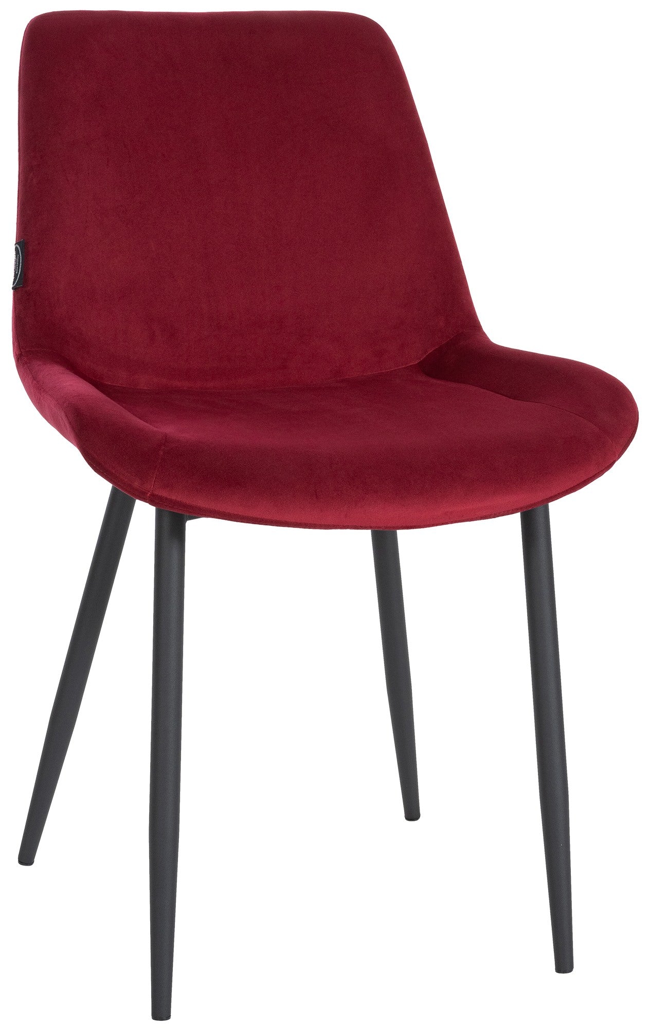 Samt Eetkamerstoel - Fluwelen Zitting - Hoog Zitcomfort - Matzwart Metalen Onderstel Kleur rood
