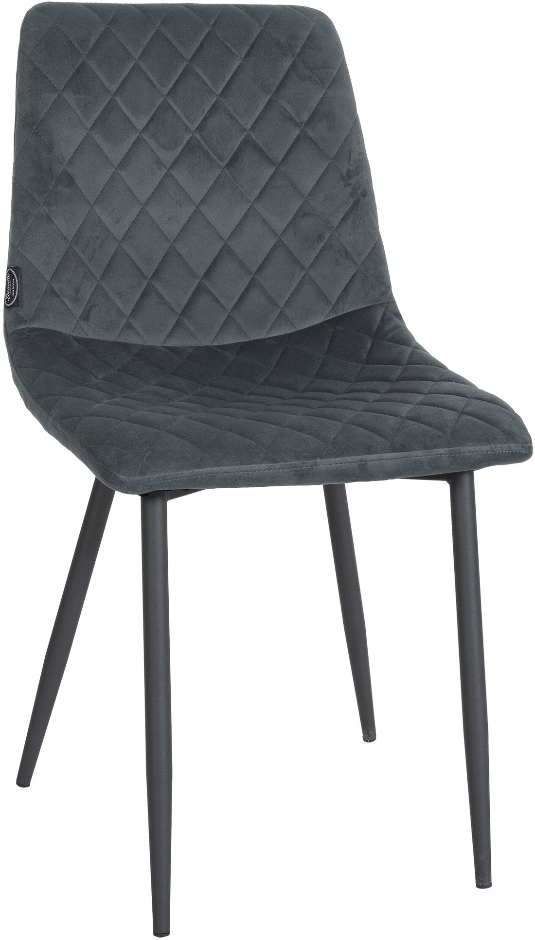 Fluwelen Eetkamerstoel - Comfortstoel - Luxe Comfort, Matzwart Metaal Kleur donkergrijs