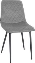 Eetkamerstoel Fluweel - Fauteuil - Maximaal Comfort, Stijlvolle Metalen Poten Kleur grijs
