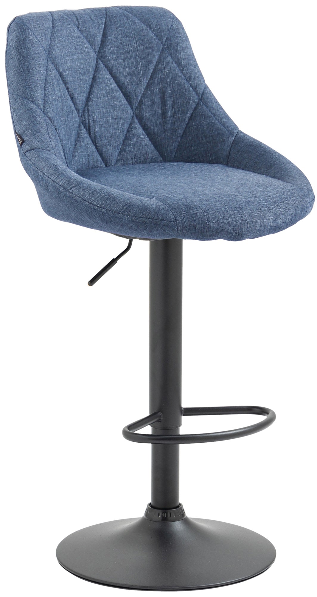 Moderne Stoffen Barkruk - Luxe Kruk - 360° Draaibaar met Gaslift Kleur blauw Onderstel Kleur zwart
