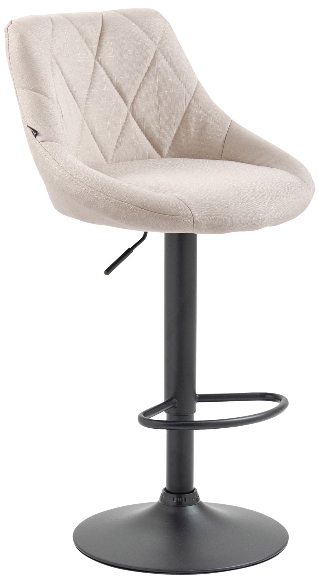 Moderne Stoffen Barkruk - Luxe Kruk - 360° Draaibaar met Gaslift Kleur crème Onderstel Kleur zwart