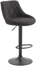 Moderne Stoffen Barkruk - Luxe Kruk - 360° Draaibaar met Gaslift Kleur donkergrijs Onderstel Kleur zwart