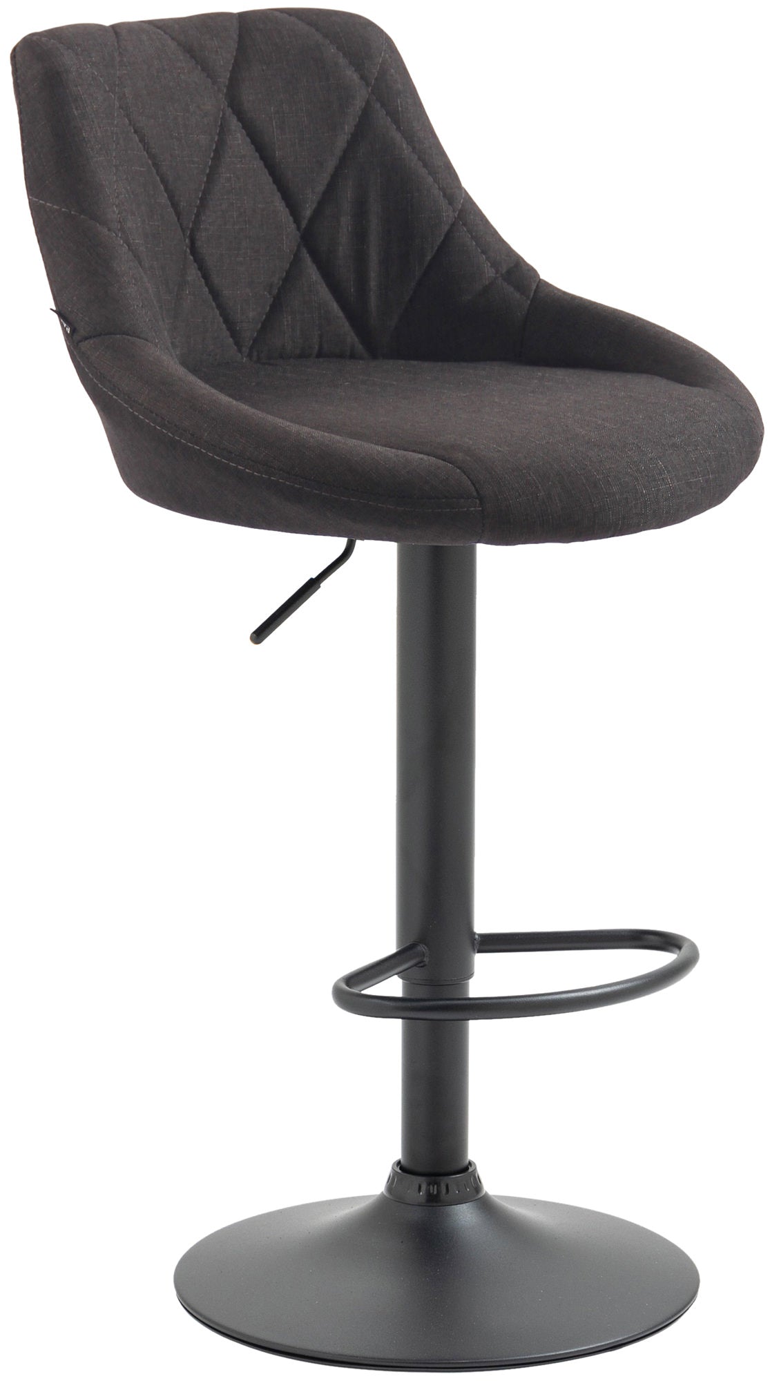Moderne Stoffen Barkruk - Luxe Kruk - 360° Draaibaar met Gaslift Kleur donkergrijs Onderstel Kleur zwart