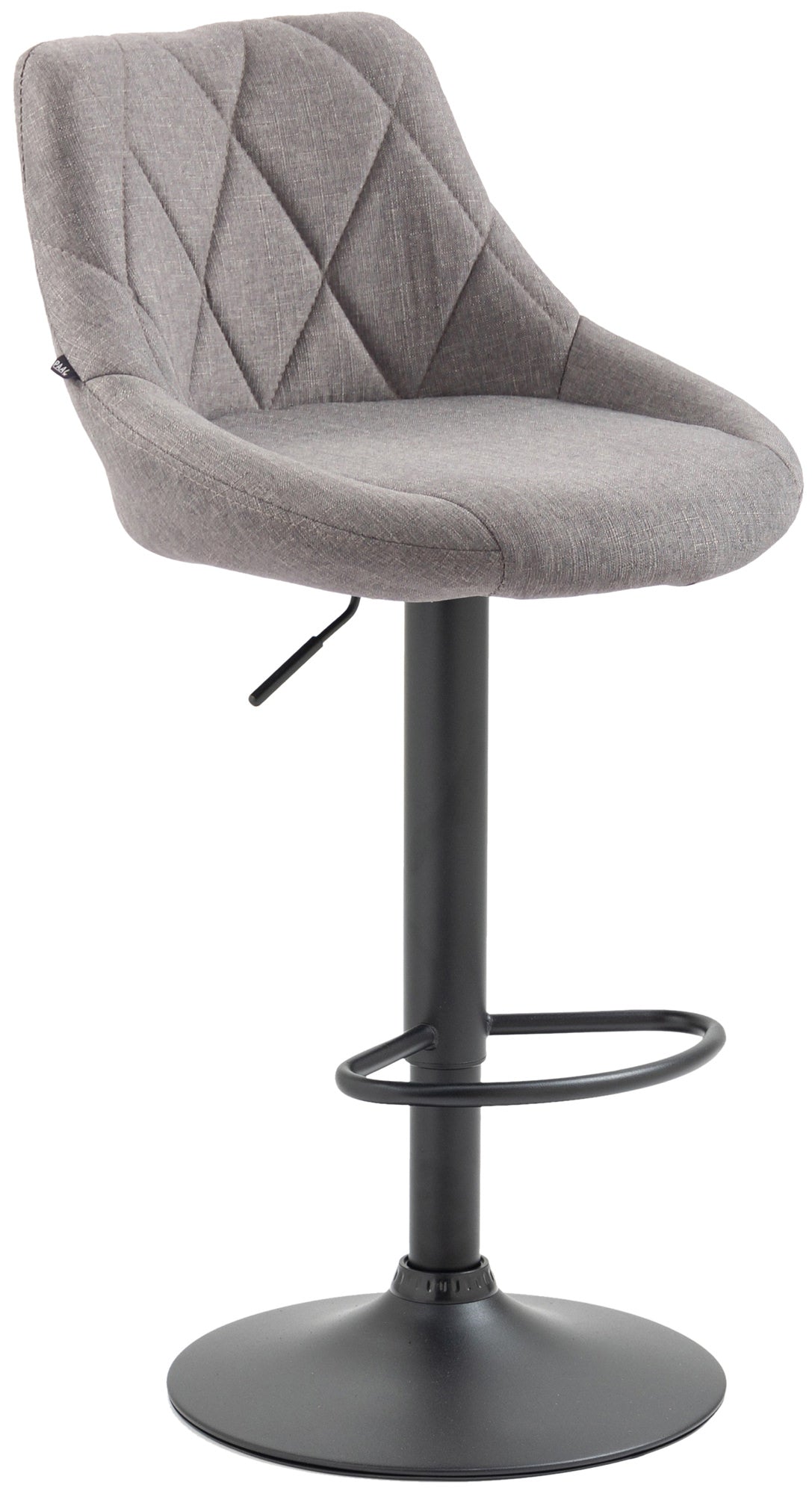Moderne Stoffen Barkruk - Luxe Kruk - 360° Draaibaar met Gaslift Kleur grijs Onderstel Kleur zwart