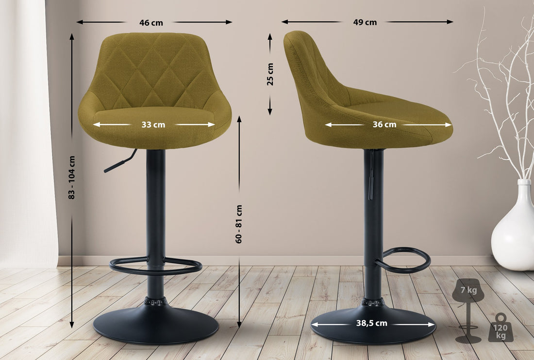 Stijlvolle Barkruk, Elegante Barstoel - Traploos Verstelbaar, 360° Draaibaar Kleur groen