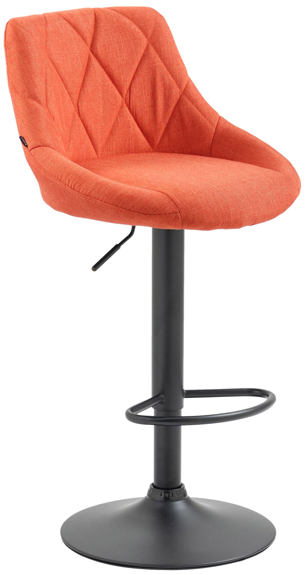Moderne Stoffen Barkruk - Luxe Kruk - 360° Draaibaar met Gaslift Kleur oranje Onderstel Kleur zwart