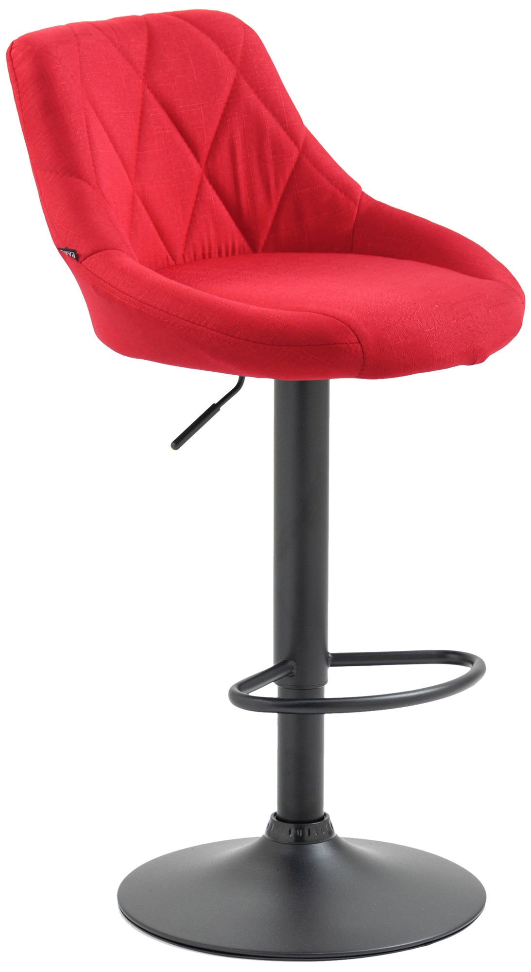 Moderne Stoffen Barkruk - Luxe Kruk - 360° Draaibaar met Gaslift Kleur rood Onderstel Kleur zwart