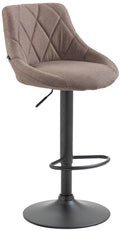Moderne Stoffen Barkruk - Luxe Kruk - 360° Draaibaar met Gaslift Kleur taupe Onderstel Kleur zwart