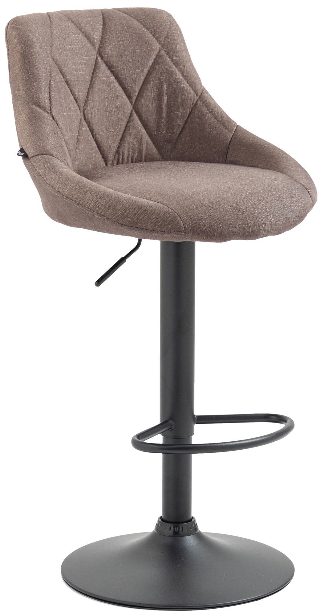 Moderne Stoffen Barkruk - Luxe Kruk - 360° Draaibaar met Gaslift Kleur taupe Onderstel Kleur zwart