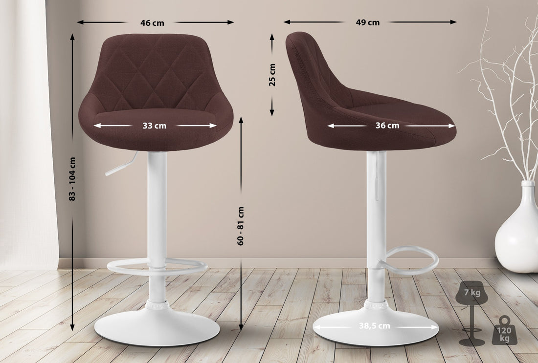 Barkruk met Stof - Barstoel - Verstelbare Hoogte, Elegant Design Kleur bruin