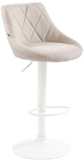 Moderne Stoffen Barkruk - Luxe Kruk - 360° Draaibaar met Gaslift Kleur crème Onderstel Kleur wit