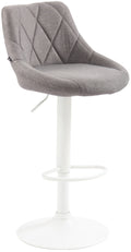 Moderne Stoffen Barkruk - Luxe Kruk - 360° Draaibaar met Gaslift Kleur grijs Onderstel Kleur wit