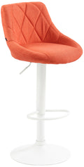 Moderne Stoffen Barkruk - Luxe Kruk - 360° Draaibaar met Gaslift Kleur oranje Onderstel Kleur wit