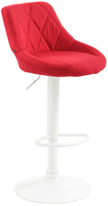 Moderne Stoffen Barkruk - Luxe Kruk - 360° Draaibaar met Gaslift Kleur rood Onderstel Kleur wit