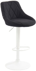 Moderne Stoffen Barkruk - Luxe Kruk - 360° Draaibaar met Gaslift Kleur zwart Onderstel Kleur wit