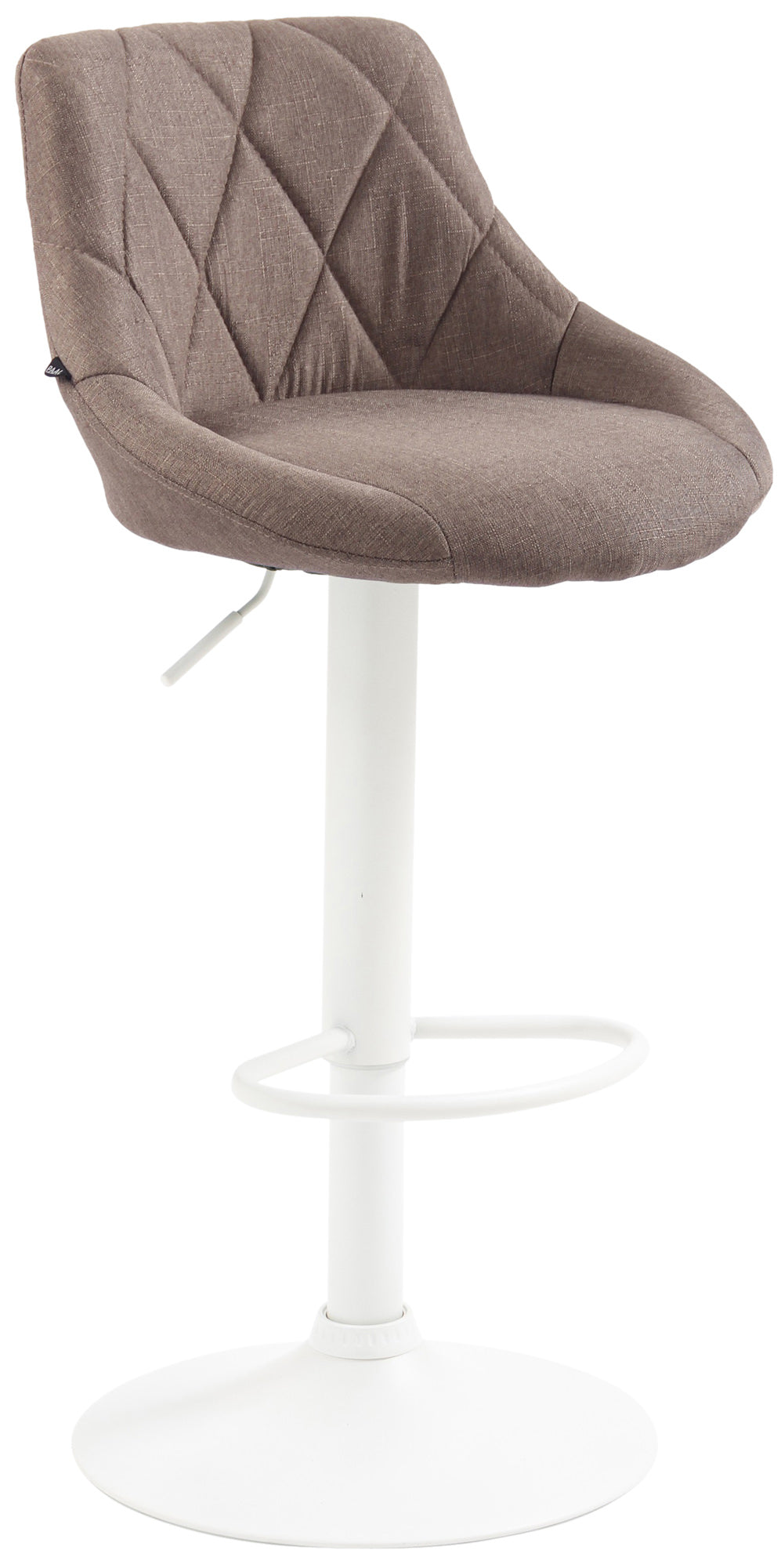Moderne Stoffen Barkruk - Luxe Kruk - 360° Draaibaar met Gaslift Kleur taupe Onderstel Kleur wit