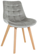 Fluwelen Eetkamerstoel - Comfortabele Stoel - Scandinavische Stijl Kleur grijs