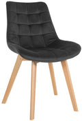 Fluwelen Eetkamerstoel - Comfortabele Stoel - Scandinavische Stijl Kleur zwart