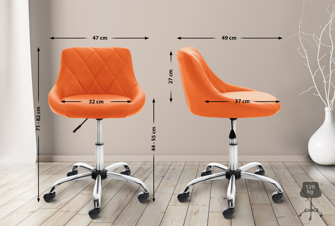Comfortabele Werkkruk - Bureaustoel - In Hoogte Verstelbaar, Rugleuning & 360° Draaibaar, Kunstleer Kleur oranje