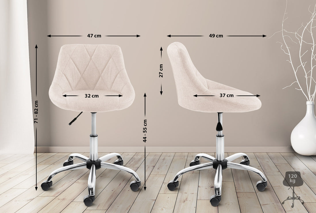 Comfortabele Werkkruk - Draaiende Kruk - Optimale Zitcomfort voor Langdurig Gebruik Kleur crème
