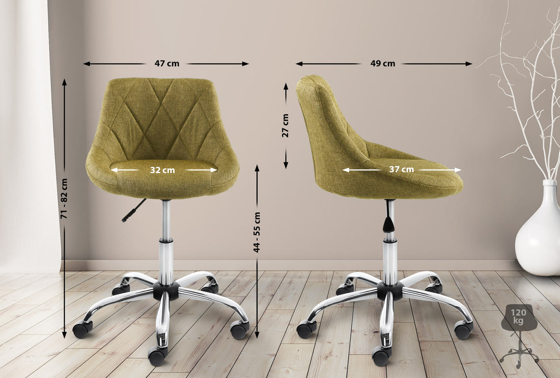 Ergonomische Werkkruk - Bureaustoel - Comfortabele Zitting met Rugleuning, In Hoogte Verstelbaar Kleur groen