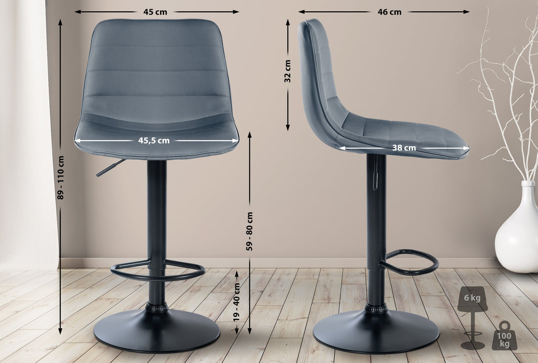 Grijze Kunstleren Barkruk - Barstoel - Ergonomische Zitting, Tijdloos Design Kleur grijs