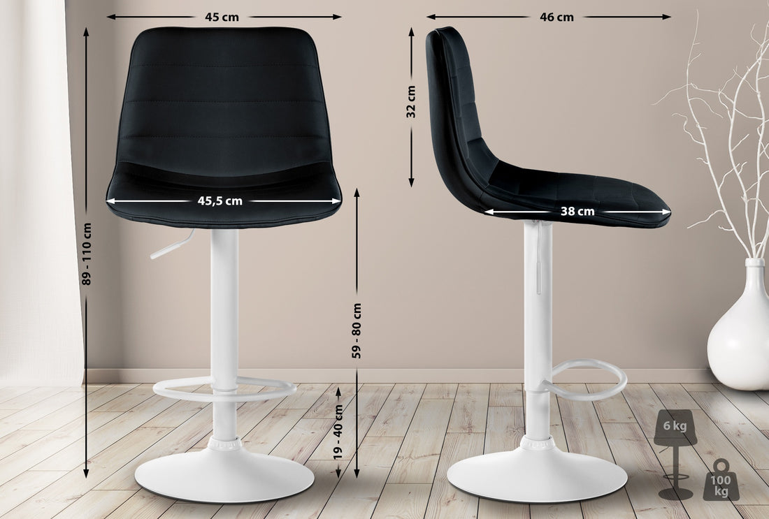 Barkruk met Kunstleer - Tijdloze Kruk - Optimaal Zitcomfort, Stijlvolle Bekleding Kleur zwart