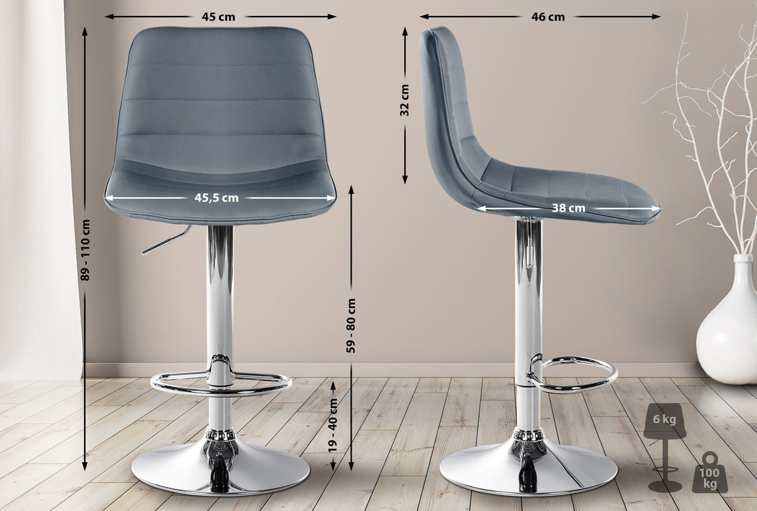 Barkruk Kunstleer - Barstoel - Hoogte Verstelbaar Comfort, Tijdloos Ontwerp Kleur grijs
