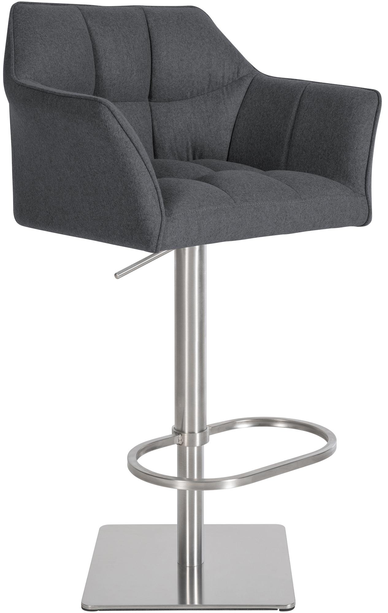 Barkruk Tijdloos Design - Kruk - Extra Zitcomfort, 360° Draaibaar & Hoogte Verstelbaar Kleur grijs Onderstel Kleur roestvrij staal