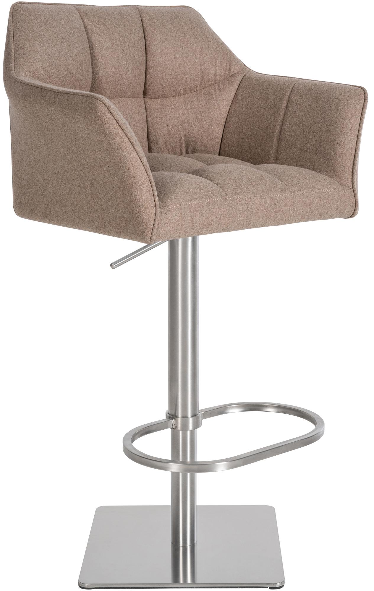 Barkruk Tijdloos Design - Kruk - Extra Zitcomfort, 360° Draaibaar & Hoogte Verstelbaar Kleur taupe Onderstel Kleur roestvrij staal