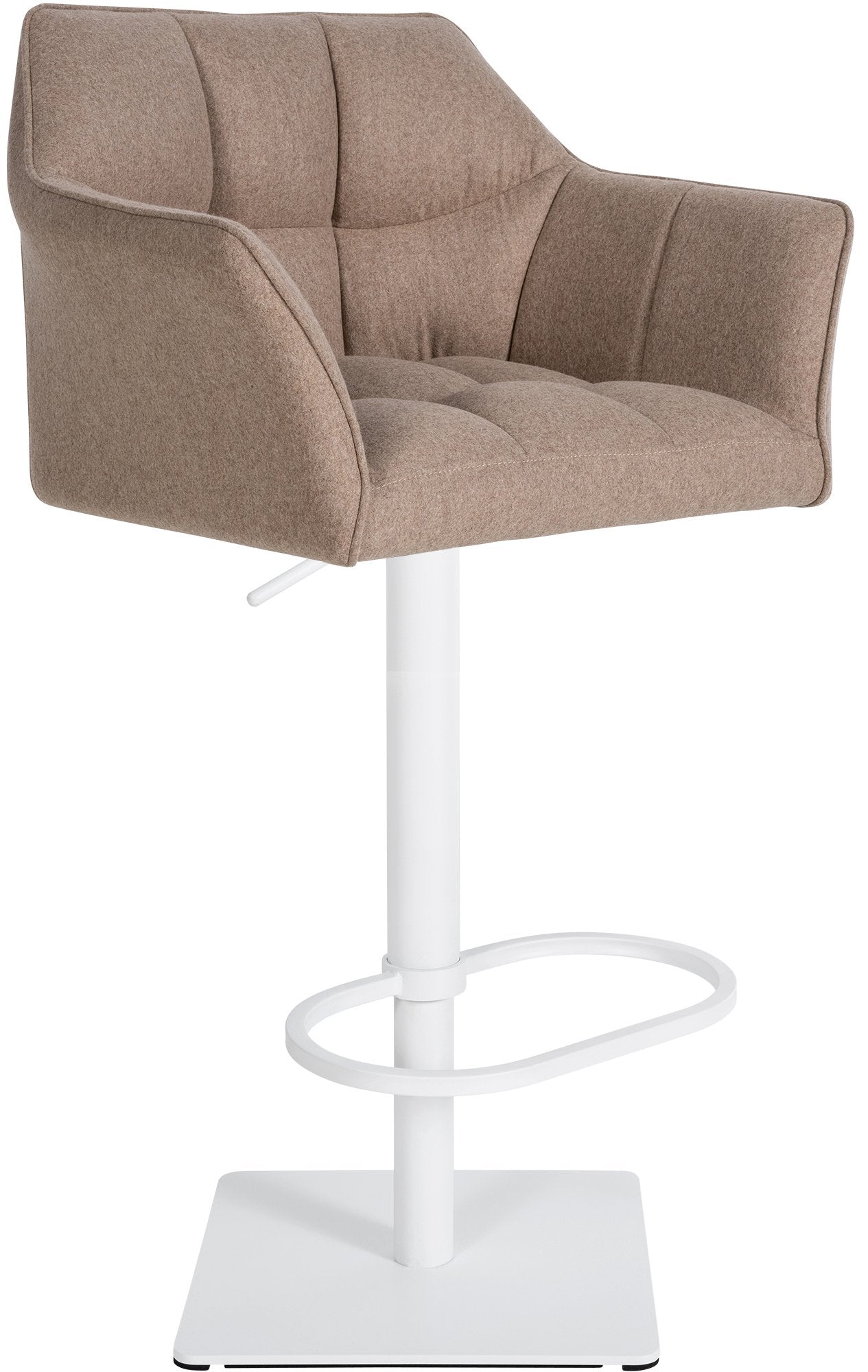 Barkruk Tijdloos Design - Kruk - Extra Zitcomfort, 360° Draaibaar & Hoogte Verstelbaar Kleur taupe Onderstel Kleur wit