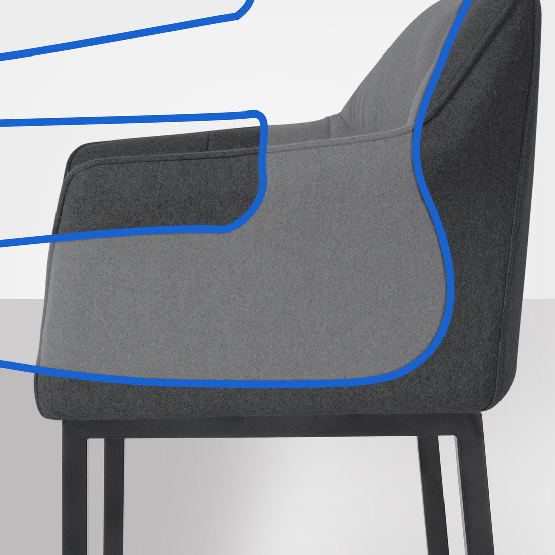 Barkruk Vilt Antraciet - Barstoel - Extra Comfort met Rug- en Armleuningen, Tijdloos Ontwerp Kleur antraciet