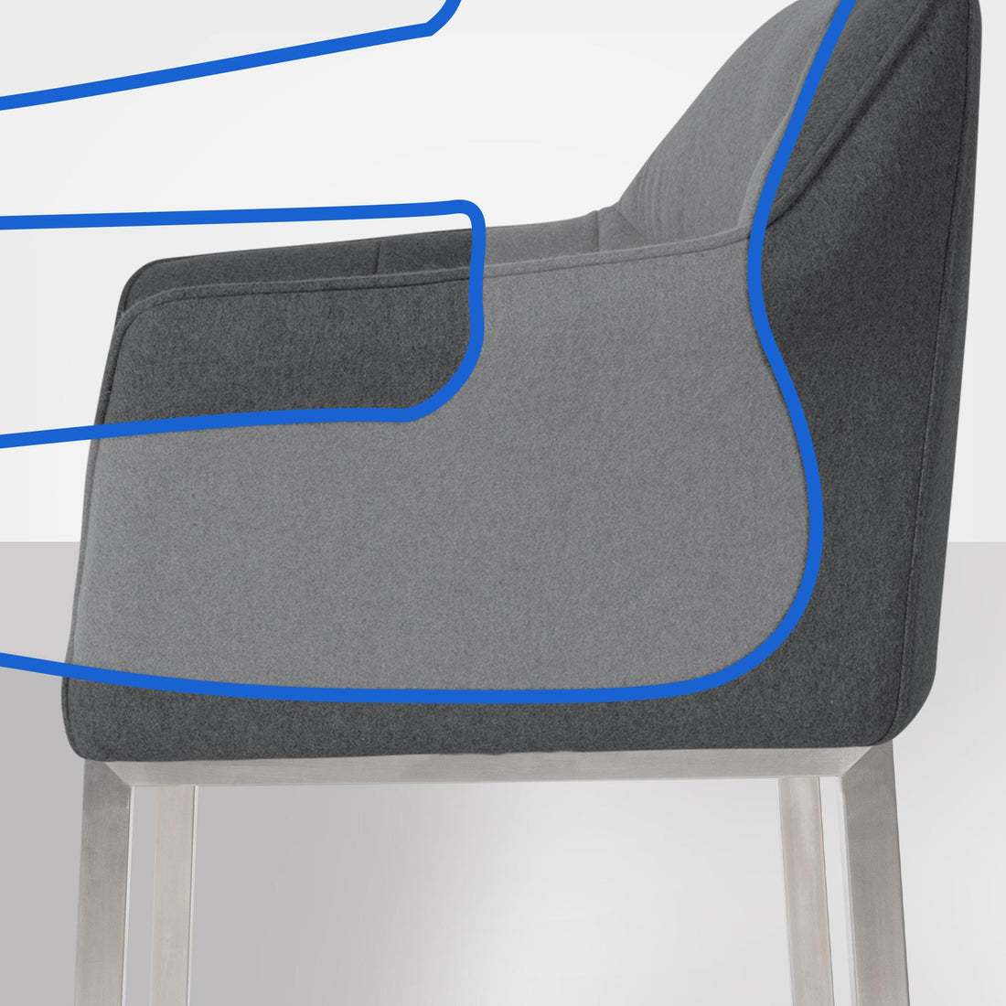 Barkruk Vilt - Kruk - Elegant en Comfortabel Design, Roestvrij Staal Frame Kleur antraciet