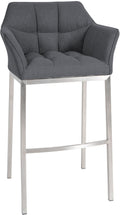 Barkruk Vilt, Hoge Kruk, Comfortabele Rugleuning, Modern Design Kleur grijs Onderstel Kleur roestvrij staal