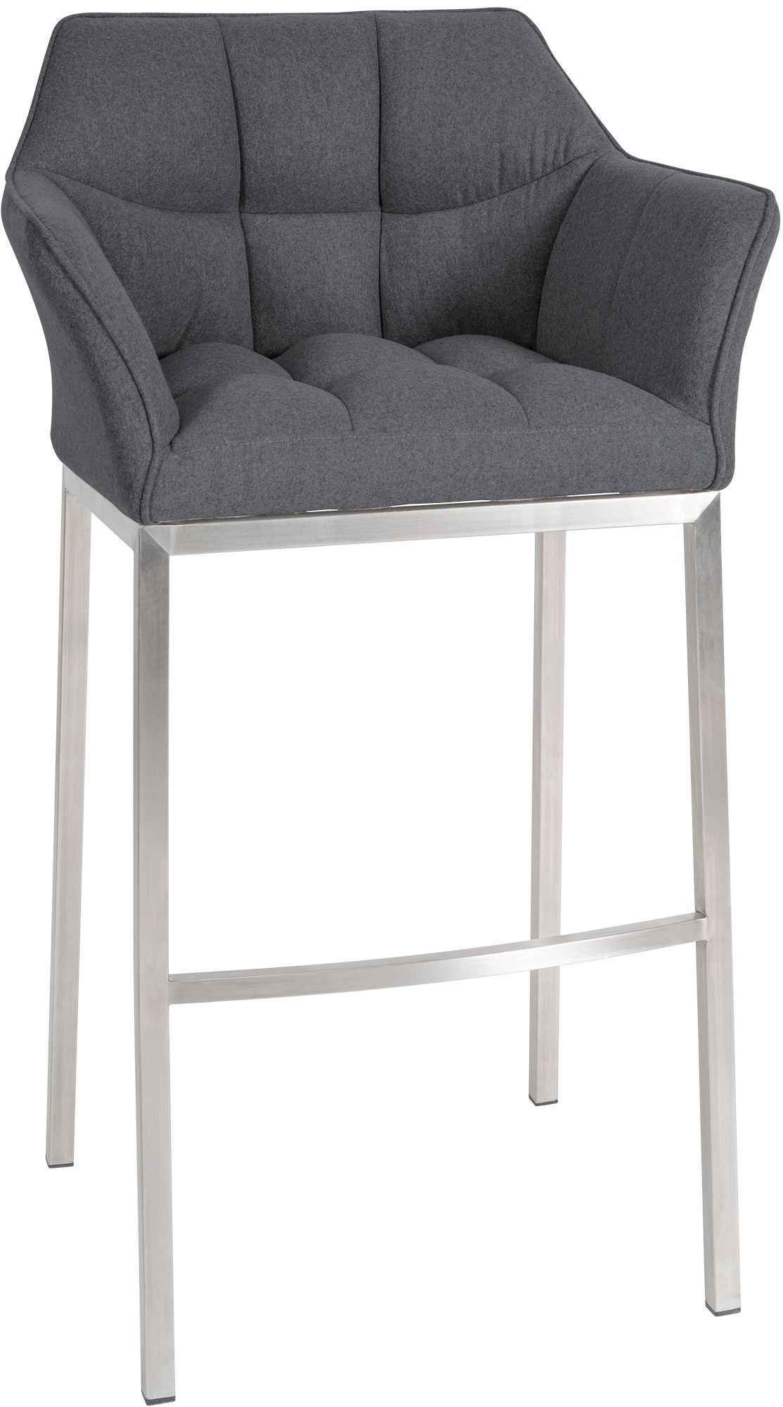 Barkruk Vilt, Hoge Kruk, Comfortabele Rugleuning, Modern Design Kleur grijs Onderstel Kleur roestvrij staal