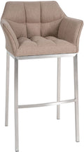 Barkruk Vilt, Hoge Kruk, Comfortabele Rugleuning, Modern Design Kleur taupe Onderstel Kleur roestvrij staal